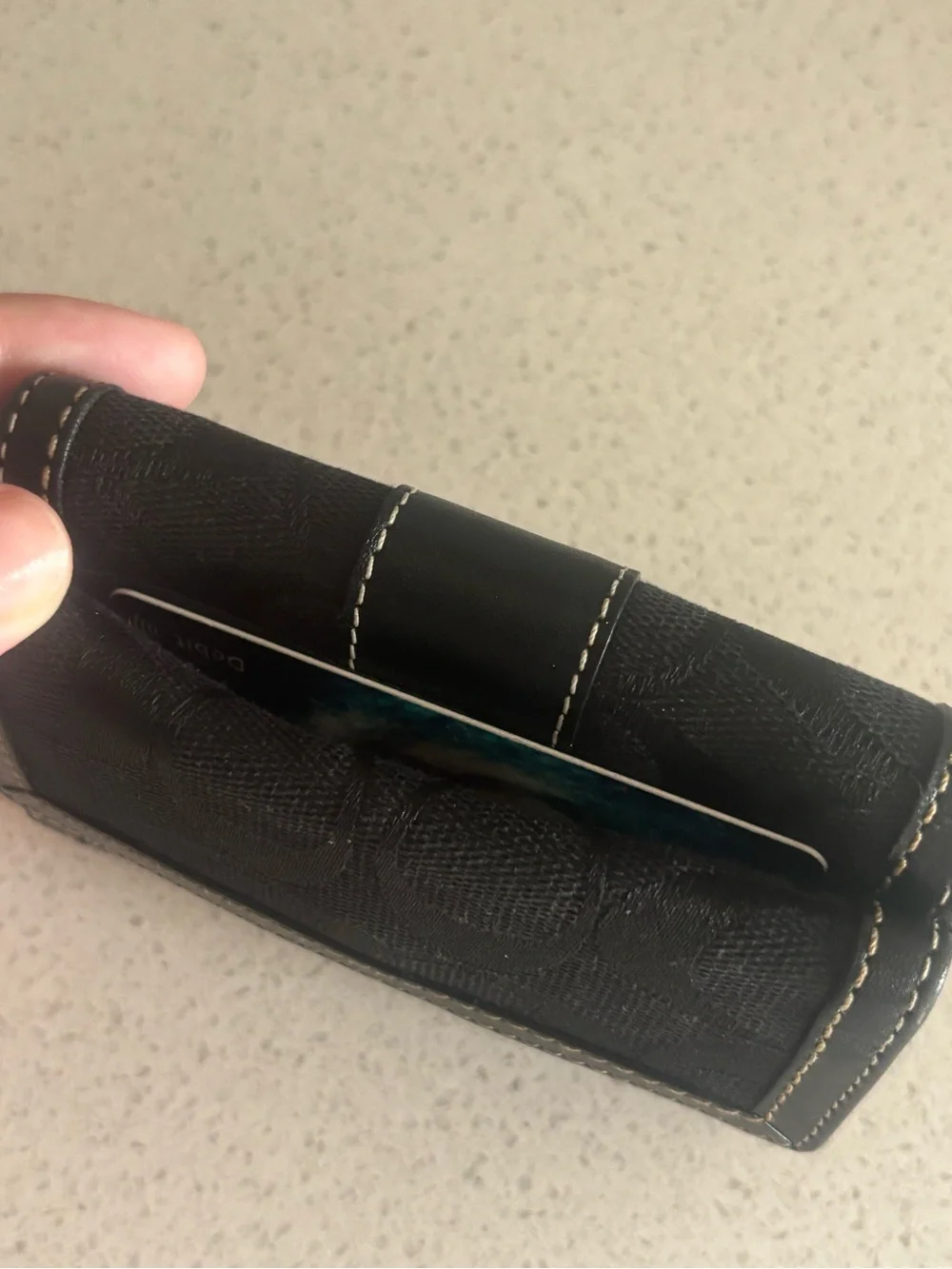 Coach Black Signature Jacquard Trifold Wallet